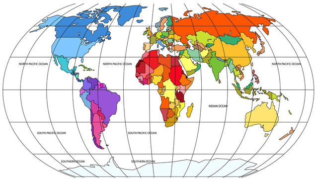 World map infographic template. All countries are selectable