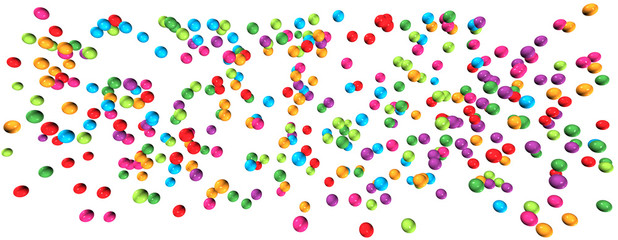 Banner: Farbenfrohe Perlen auf weißem Hintergrund