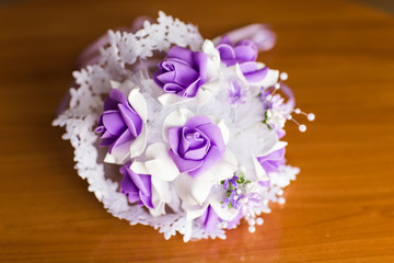 Beautiful purple artificial wedding flowers bouquet