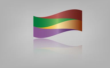 Modern logo element in shape of flag with colorful gradients