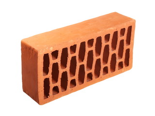 Red brick isolated on white background