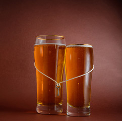 two glasses of beer for lovers