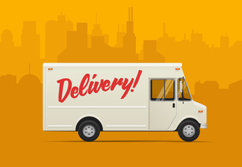 Delivery truck. Flat styled vector illustration. © paul_craft