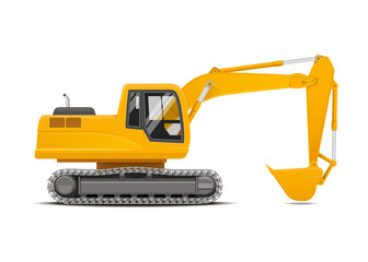 Yellow Excavator. High detailed vector illustration.