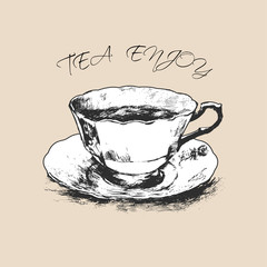 cup of tea. graphic image. vector illustration