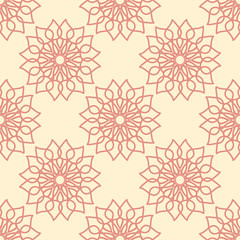 Seamless pattern with vector mandala ornament. 