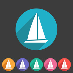 Sail boat yacht icon flat web sign symbol logo label