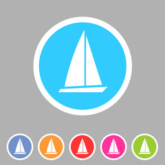 Sail boat yacht icon flat web sign symbol logo label