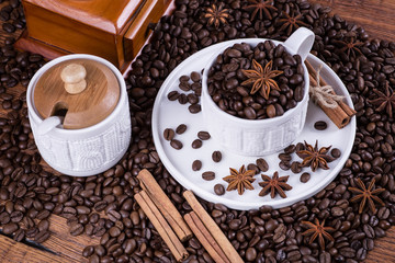 black coffee on a wooden background