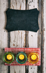 Summer: Blank Chalkboard Sign Above Party Candles