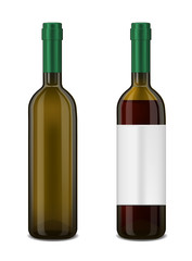 Green glass bottle template. Product Packing.
