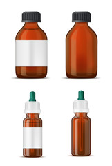 Brown glass medicine bottle with screw cap