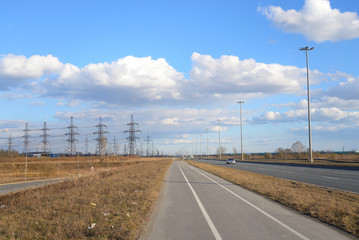 Fototapeta na wymiar Bike path, St. Petersburg.