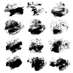 Black ink prints big set isolated on a white background