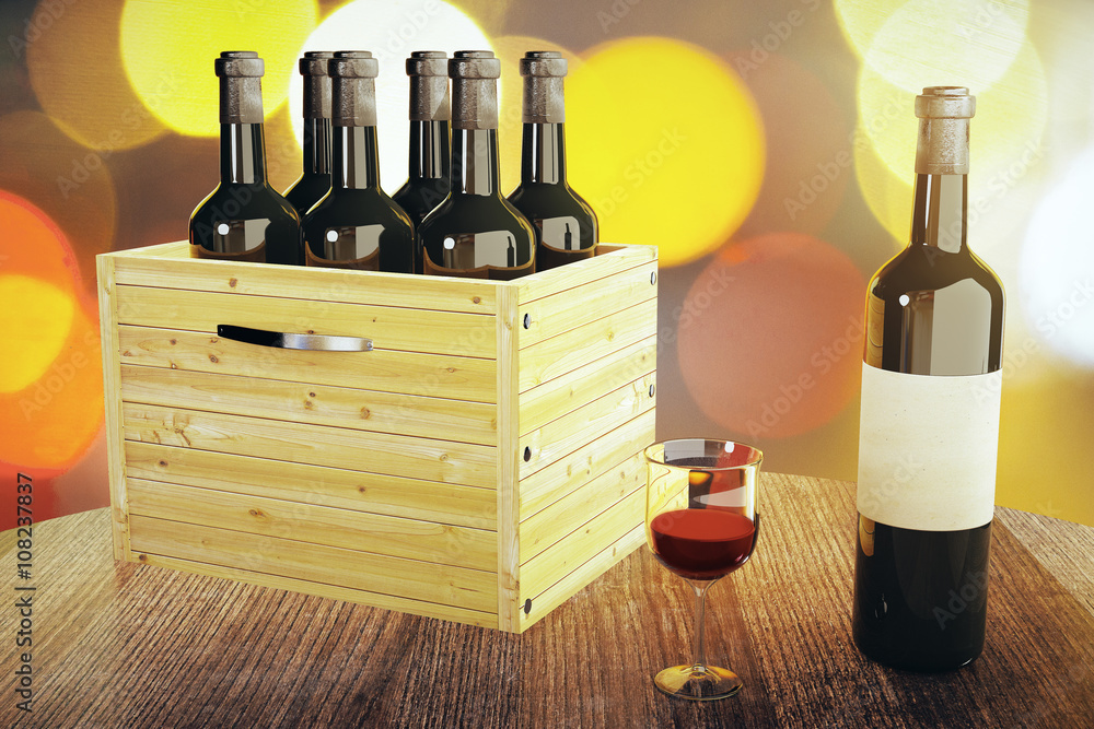 Poster wine bottles in boxes