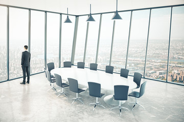 Conference room businessman city view
