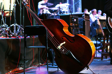 Musical instruments on a stage