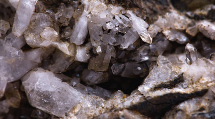quartz in the rock close up.