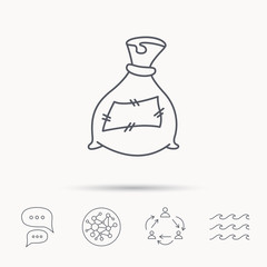 Bag with fertilizer icon. Fertilization sack.