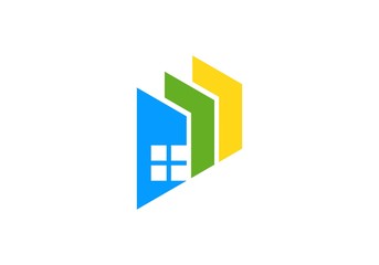real estate, house, logo, apartment home building symbol icon vector design