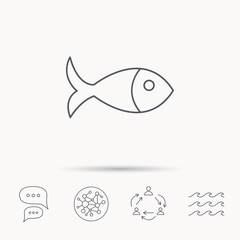 Fish icon. Seafood sign. Vegetarian food symbol.