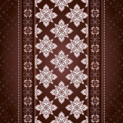 Vintage seamless pink brown border on a brown background.
