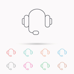 Headphones icon. Musical notes signs.