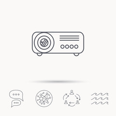 Projector icon. Video presentation device sign.