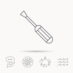 Screwdriver icon. Repair or fix tool sign.