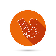 Toothpaste icon. Teeth health care sign.