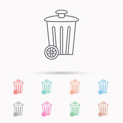 Recycle bin icon. Trash container sign.