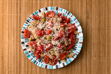 Tuna salad with tomatoes and olives