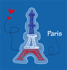 Fototapeta na wymiar Eiffel tower and two hearts