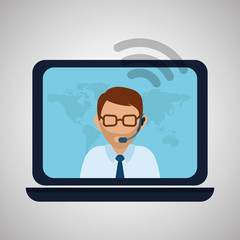 Illustration design of call center, editable vector