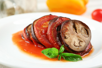 Ratatouille on plate, close-up