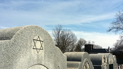 Tombstone with Star of David in Jewish cemetery