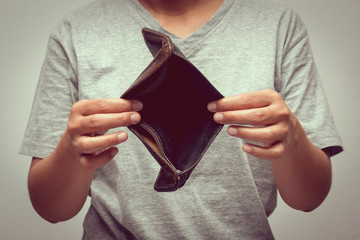 An empty wallet with filter effect retro vintage style