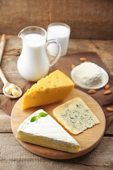 Conception of dairy food on table