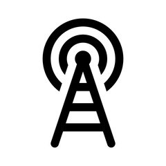 Radio signal broadcast tower / mast antenna line art icon for apps and websites