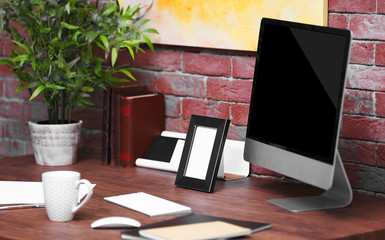 Stylish workplace in office