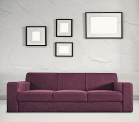 sofa and empty frames