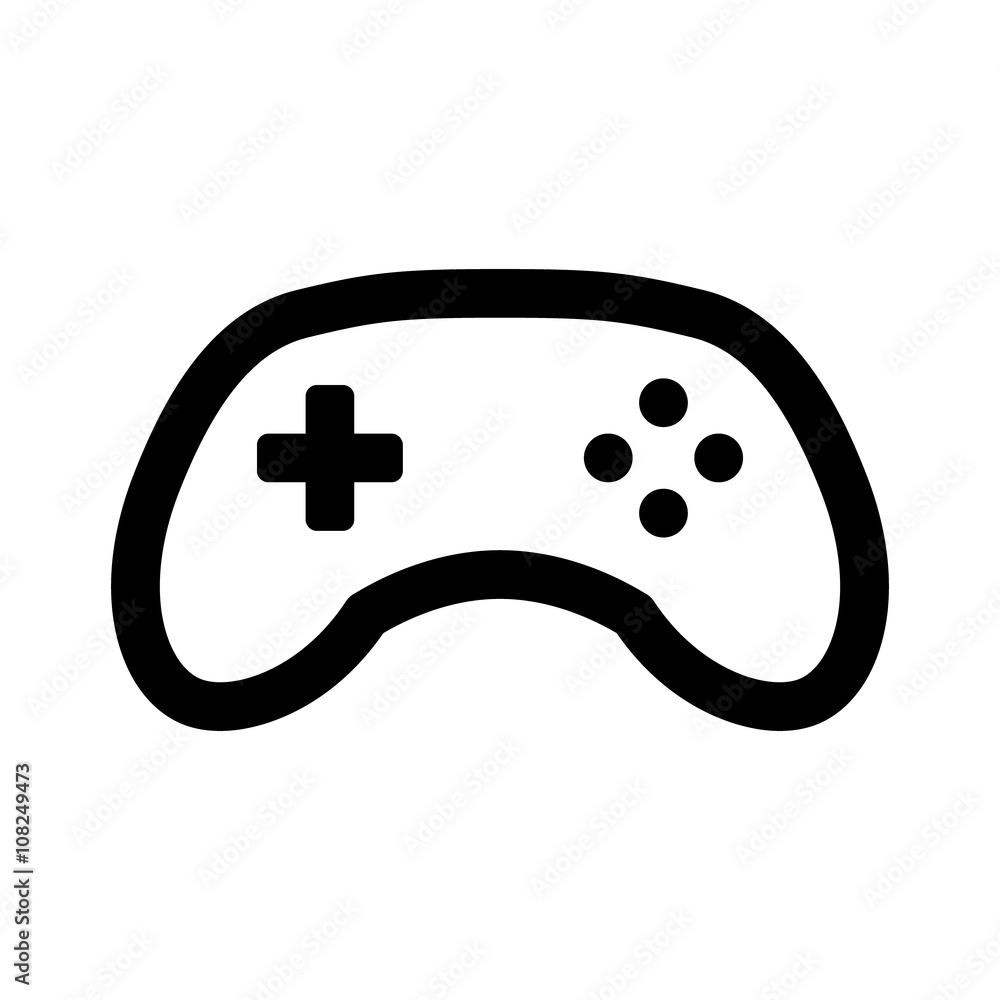 Poster videogame / video game controller or gamepad line art icon for apps and websites