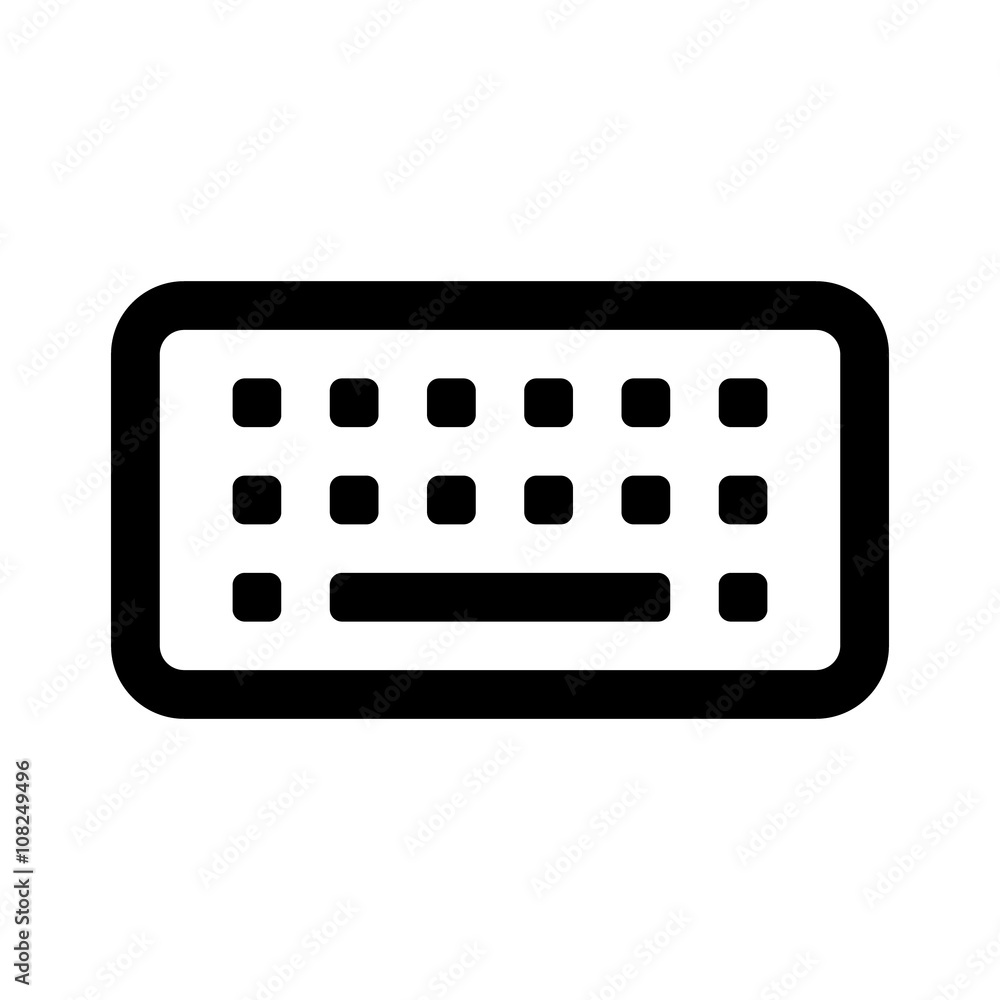 Poster virtual software on screen keyboard line art icon for apps