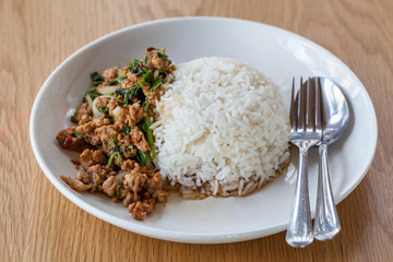 Basil Fried Rice in the dish