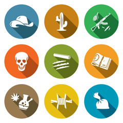 Mexican cartel Icons Set. Vector Illustration. - 108249815