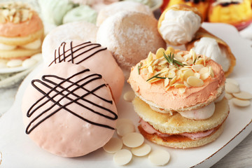 Plate of cakes, closeup
