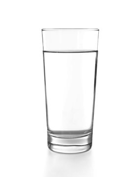 Glass of water on the white background, close up