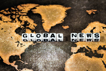 GLOBAL NEWS on grunge world map