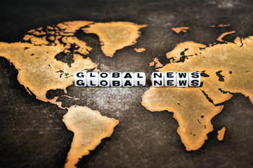 GLOBAL NEWS on grunge world map