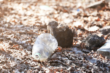 Used plastic bottle outdoors